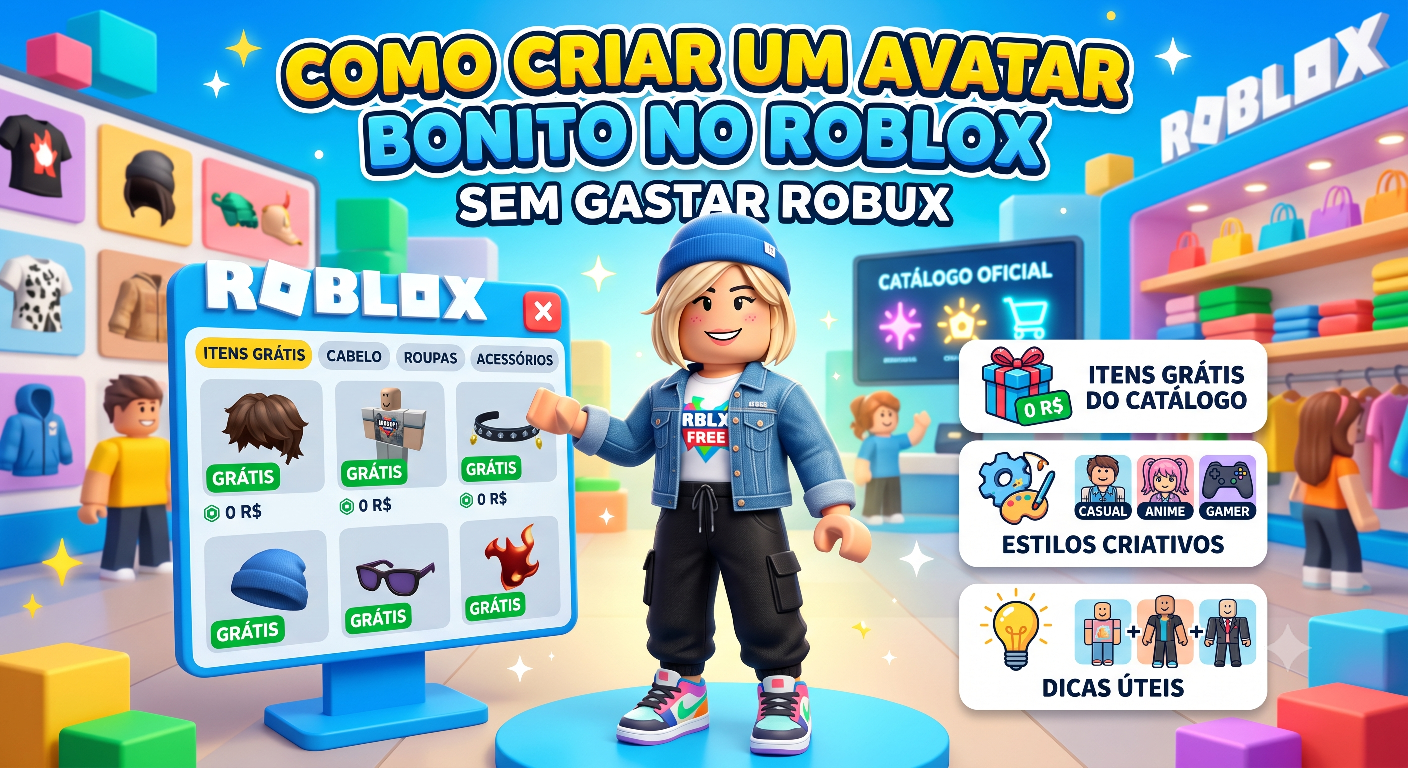 Como criar um avatar bonito no Roblox sem gastar Robux
